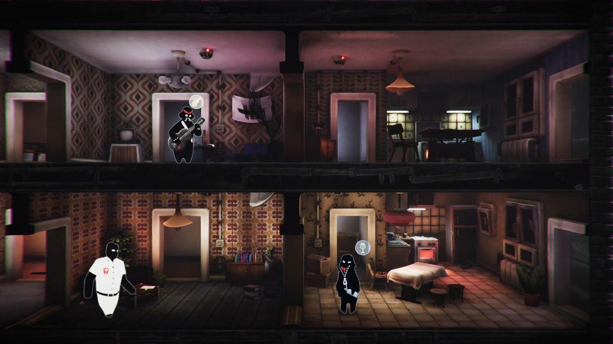 A Beholder 3 screenshot shows a dystopian apartment complex where tenants are being watched.