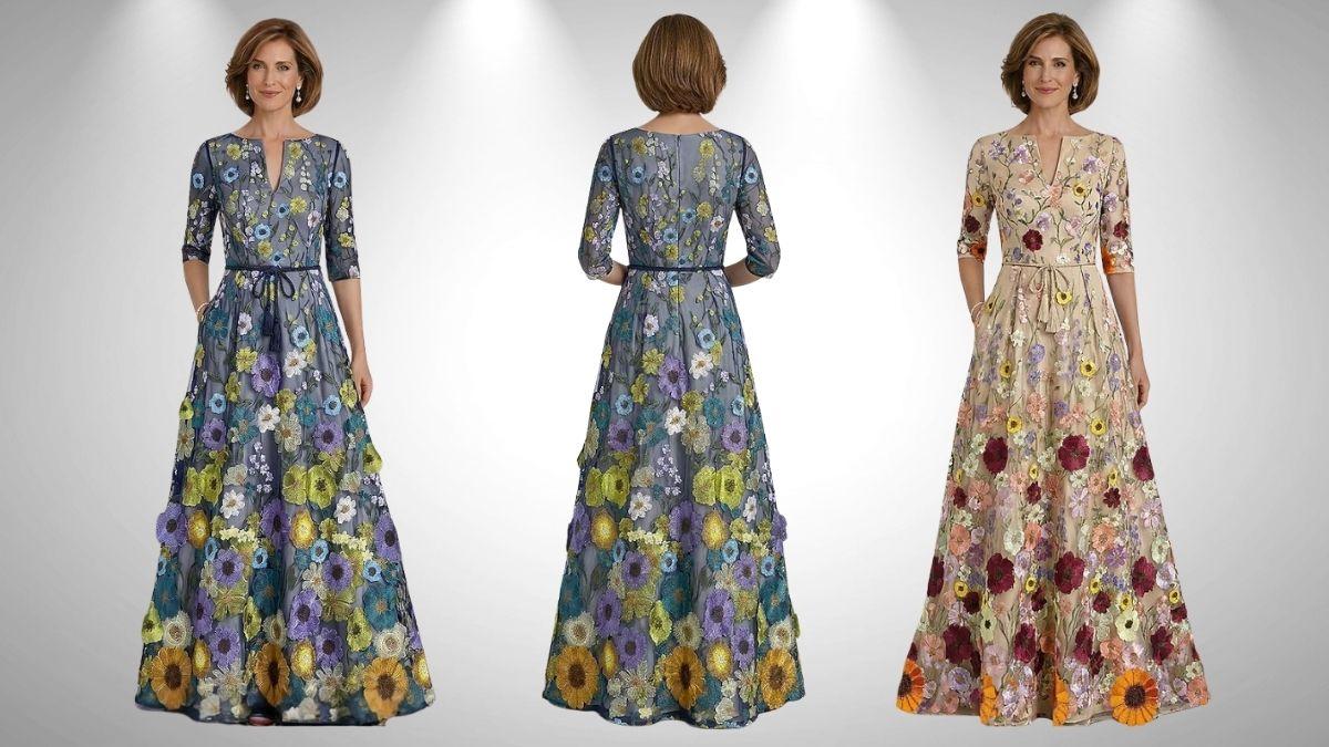 A-Line Floor Length Wedding Guest Dress Evening Gown