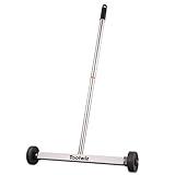 Toolwiz Magnetic Pick Up Sweeper 17-inch Heavy Duty Magnet Pickup Lawn Sweeper Roofing Tools, 8.8 Lbs Yard Magnet with Telescoping Holder and Wheels to Pick Up Nails Magnetic Sweeper for Construction