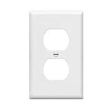 Enerlites 8821-W Duplex Receptacle Outlet Wall Plate, Standard Size 1-Gang, Polycarbonate Thermoplastic, White