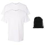 Hanes ComfortWash Garment-Dyed T-Shirt, White, Ultra-Soft Cotton, Preshrunk, Tag-Free – for Casual Wear, 2 Packs with Pouch, Large