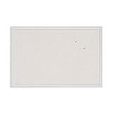 U Brands Farmhouse Linen Bulletin Board, 30"x20", White Wood Style Frame, Includes Push Pins