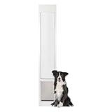 PetSafe 1-Piece Sliding Glass Pet Door for Dogs and Cats - Adjustable Height 75 7/8" to 81"- Large, White, No-Cut DIY Install, Aluminum Patio Panel Insert, Great for Renters or Seasonal Installation