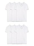 Fruit of the Loom mens Stay Tucked V-neck T-shirt T Shirt, Classic Fit - White 6 Pack, Large US