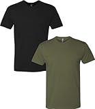 Next Level Apparel Mens Premium Fitted CVC Crew Tee, Black/Military Green