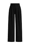 PRETTYGARDEN Women's Summer Work Pants Elastic High Waisted Straight Leg Business Casual Dressy Trousers Slacks with Pockets (Black,Medium)