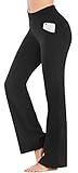 IUGA Women's High Waist Bootcut Yoga Pants with Pockets, Black, X-Large