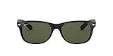 Ray-Ban RB2132 New Wayfarer Square Sunglasses, Black/Polarized Green, 55 mm