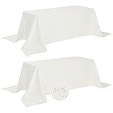 Fokitut 2 Pack Waterproof Rectangle Tablecloth, 90x156 Inch,Stain Resistant and Wrinkle Polyester Table Cloth, Fabric Table Cover for Kitchen Dining, Wedding, Party, Holiday Dinner-Ivory