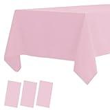 3 Pack Plastic Tablecloths Disposable Plastic Table Covers Table Cloths for BBQ Picnic Birthday Wedding Parties Waterproof TableCloth Oil-proof Table Cloth Light Weight Pink Table Cover 54 x 108 In