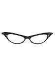 50s Black Frame Cat Eye Costume Glasses with Rhinestones