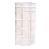 HOMZ 6-Drawer Cart Organizer, Plastic Storage Drawers, Home Storage Organizer with Removeable Wheels, Medium, White Frame