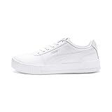 PUMA Womens Carina Leather Sneaker, PUMA Womens White-PUMA Womens White-PUMA Womens Silver, 7