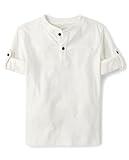 The Children's Place Boys' Long Sleeve Rolled Cuff Henley Shirt, Bunny's Tail White