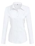 HOTOUCH Womens long Sleeve Cotton Button Down Collared Shirt/White/Small