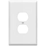 ENERLITES Duplex Receptacle Outlet Wall Plate, Jumbo Outlet Covers, Gloss Finish, Oversized 1-Gang 5.5" x 3.5", Polycarbonate Thermoplastic, 8821O-W, White