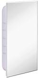 Hamilton Hills 16x26 Inch White Recessed Bathroom Medicine Cabinet with Mirror | Beveled Bathroom Cabinet Organizer with Shelves | Farmhouse Wall Mounted Hanging Medicine Mirror Cabinet