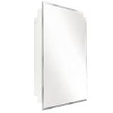 RecPro RV Bathroom Medicine Cabinet | 16” W x 22” H | Two Shelves | Frameless Polished Edge Mirror | Made in USA | White