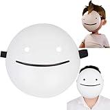 DEAUVIOR Unisex Halloween Dream Mask Anime White Smile Dream Masks Full Face Mask Helmet Cosplay Props Party Accessories (9 inch)