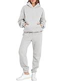 ANRABESS Womens 2 Piece Outfits Lounge Hoodie Oversized Sweatshirt Jogger Sweatpants Y2K Tracksuit Sweatsuit Set Fall Clothes Light Grey Small