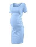 Peauty Maternity Dress Maternity Dresses Summer Maternity Dress Maternity Dress Casual Maternity Bodycon Dress Maternity Summer Clothes (Sky Blue XL)