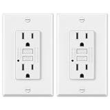 ELECTECK 2 Pack GFCI Outlets 15 Amp, Non-Tamper Resistant, Decor GFI Receptacles with LED Indicator, Ground Fault Circuit Interrupter, Wallplate Included, ETL Listed, White