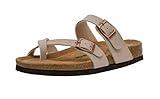 CUSHIONAIRE Women's Luna Cork Footbed Sandal With +Comfort, Stone, 8.5