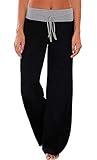 AMiERY Womens Pajamas Solid Pants Juniors Wide Leg Palazzo Pants High Waisted Jogger Pants Sleep Lounge Pants Black M