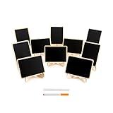 DSTELIN 10 Pack Mini Chalkboards Signs with Easel Stand, Small Rectangle Chalkboards Blackboard, Wood Place Cards for Weddings, Birthday Parties, Message Board Signs and Event Decoration