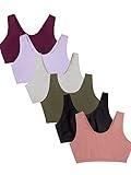 Fruit of the Loom Women's Built Up Tank Style Sports Bra Value Pack, Black/Heather Grey/Olive/Purple/Lilac/Dusk, 38