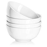 DOWAN 22 OZ White Ceramic Bowls Set of 4 - Perfect for Soup Bowl, Cereal Bowl, Oatmeal Bowl, Fruit Bowl, Salad Bowl, Rice Bowl - Dishwasher & Microwave Safe