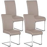 Yaheetech 4PCS Dining Chairs High Back Leather Side Chairs Dining Living Room Chairs Upholstered Armless Chair with Metal Legs Home Kitchen Furniture Modern, Set of 4, Light Brown