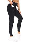 THE GYM PEOPLE Tummy Control Workout Leggings with Pockets High Waist Athletic Yoga Pants for Women Running, Fitness (Black-1, XX-Large)