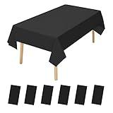 6 Pack Premium Disposable Plastic Tablecloth 54" x 108" Party Table Cloths Disposable for 6 to 8 Foot Tables Indoor or Outdoor Parties Birthdays Weddings Christmas Anniversary Buffet Table (Black)