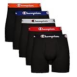 Champion Men's Boxer Briefs, Every Day Comfort Stretch Cotton Moisture-Wicking Underwear, Multi-Pack, Black-5 Pack, X-Large