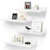 LaVie Home Floating Shelves for Wall Storage Set of 4, 16 Inch Picture Ledge Shelf, White Wall Shelves with Lip for Kitchen, Bedroom, Bathroom, and Living Room