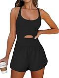 ANRABESS Womens Athletic Workout Romper Summer Running Exercise Jumpsuits One Piece Outfits Gym Yoga Clothes Black Large