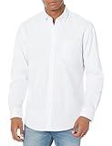 Amazon Essentials Men's Regular-Fit Long-Sleeve Pocket Oxford Shirt, White, Medium