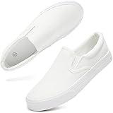 Women's Slip on Shoes Low Top Canvas Sneakers Non Slip Fashion Casual Shoes（White Mono.US8