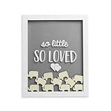 Pearhead So Little So Loved Wooden Elephant Token Frame, Little Wishes Signature Baby Shower Guestbook Alternative, Gender-Neutral Pregnancy Keepsake With 65 Signature Tokens and Pen, Gray and White