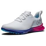 FootJoy Men's FJ Fuel Sport Golf Shoe, White/Blue/Pink, 13