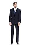 P&L Men's Two-Piece Classic Fit Office 2 Button Suit Jacket & Pleated Pants Set, Navy, 40 Regular / 34 Waist