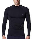 EXIO Japan Men's Mock Turtleneck Compression Shirt Cool&Dry Baselayer Top EX-T02 (Medium, EXT02-BK)