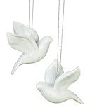 Peaceful White Flying Dove 2.5 inch Resin Decorative Hanging Ornament Set of 2, Friendship Day