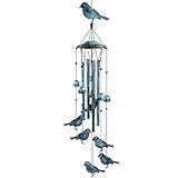 Monsiter QE Bird Wind Chimes for Outside, Outdoors with 4 Large Aluminum Tubes & S Hook - Clearance Hanging Decor for Garden, Patio, Backyard or Porch