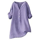 Deal of Day Prime Today Only Peime Check Out Orders in Cart Now Womens Summer Tops Cotton Linen Cotton Long Sleeve Shirt Women Womens Linen Blouses Linen Shirt Dresses for Women 2024 Purple