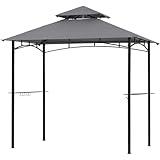 Grill Gazebo Canopy Replacement - ABCCANOPY 5x8 Double Tiered BBQ Canopy Top Cover, Outdoor Grill Tent Roof for #L-GG001PST-F (Gray)