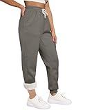 Yeokou Womens Sherpa Lined Sweatpants Winter Warm Fleece Pants(Dark Grey-XL)