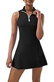 Tennis Dress for Women, Tennis Golf Dresses with Built in Shorts and Pockets for Sleeveless Workout Athletic Dresses Black