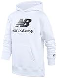 New Balance Boys' Sweatshirt - Basketball Active Fleece Pullover Hoodie (Size: 4-20), Size 10-12, White